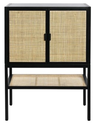 Manufacturer-And-Exporter  Accent Cabinet woven rattan showcases a sturdy pine wood