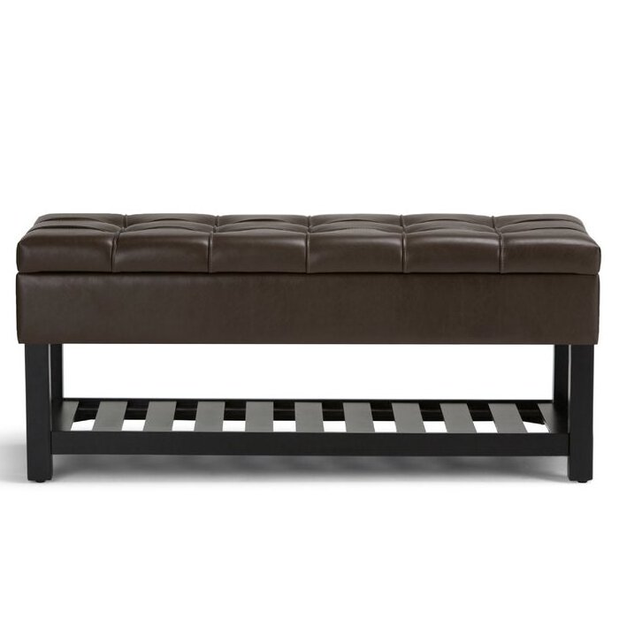 Cosmopolitan Entryway Storage Ottoman Bench with Open Bottom Faux Leather Tanners Brown