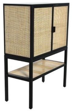 Manufacturer-And-Exporter  Accent Cabinet woven rattan showcases a sturdy pine wood