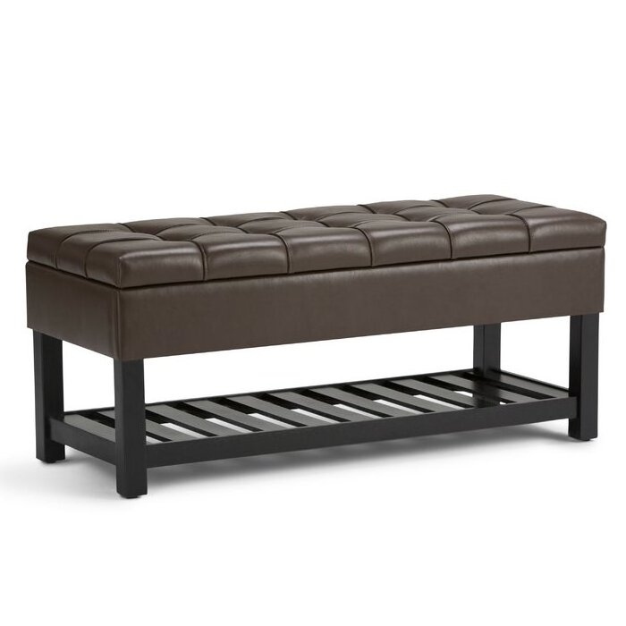 Cosmopolitan Entryway Storage Ottoman Bench with Open Bottom Faux Leather Tanners Brown