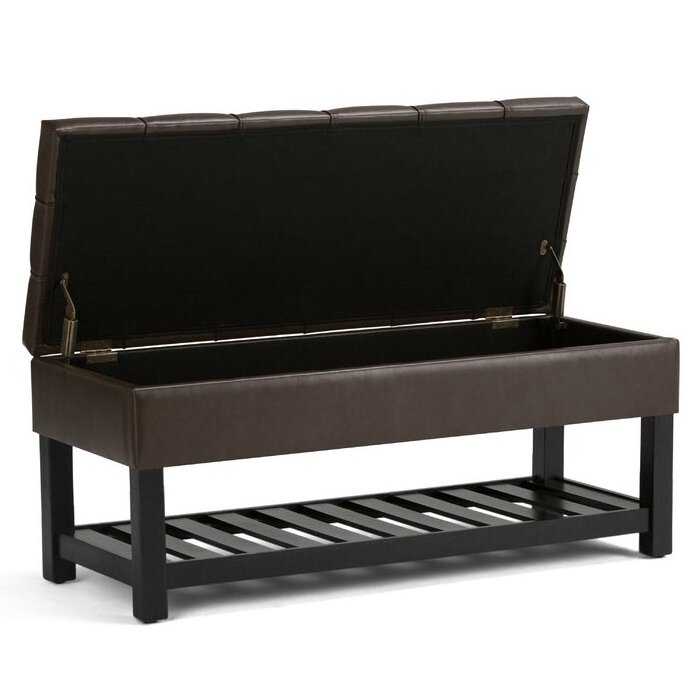 Cosmopolitan Entryway Storage Ottoman Bench with Open Bottom Faux Leather Tanners Brown