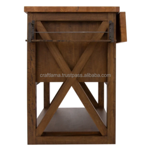 Manufacturer And Exporter Wide Rolling Kitchen Cart with Solid Wood Top kitchen furniture