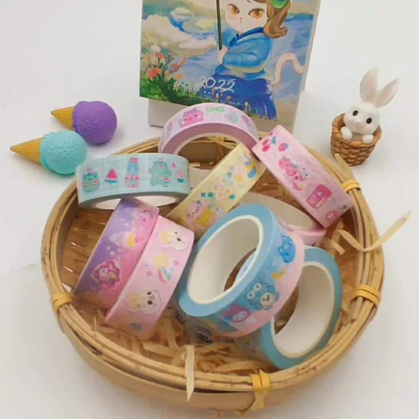 Washi Tape Set Wholesale Custom Supplier Washi Tape Printed Colorful Kawaii Cute Style Stickers Paper Washi Tape Set