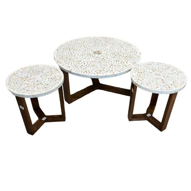 High on Demand Mother of Pearl and Metal Base Smart Coffee Table for Living Room Furniture at Bulk Price