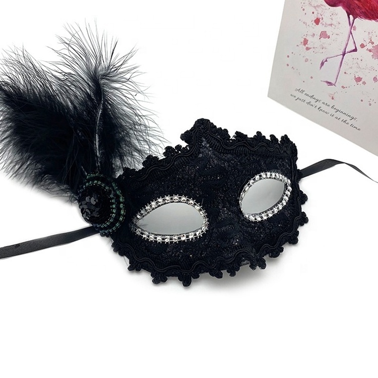 Colorful Venetian Masquerade Mask Mardi Gras Wedding Party Accessory party masquerade half mask with feather