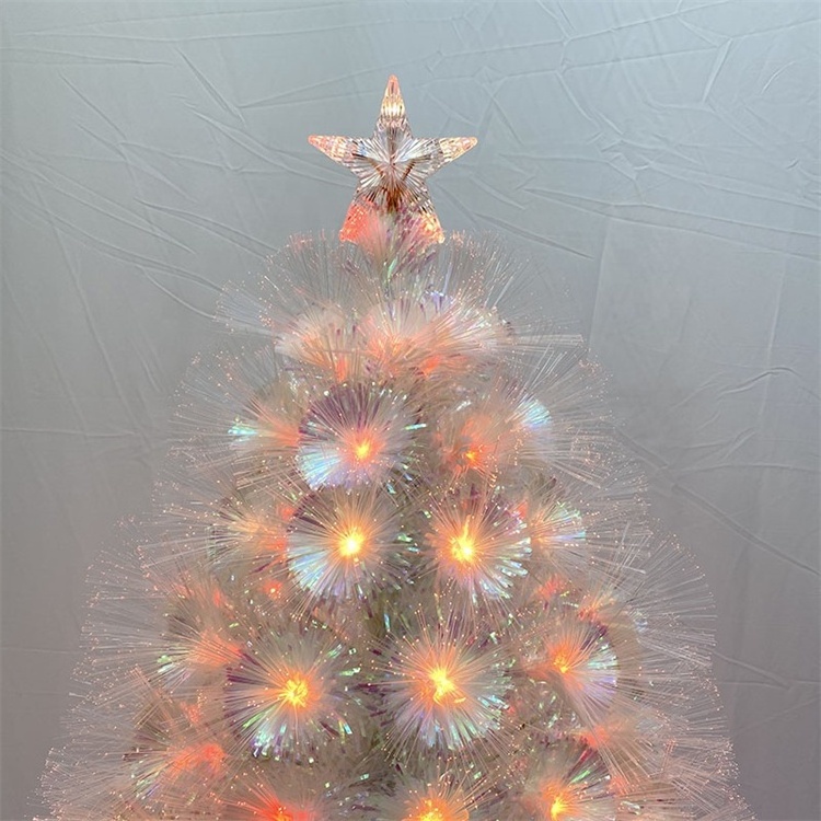 hologram iridescent colorful light fiber optic christmas tree white