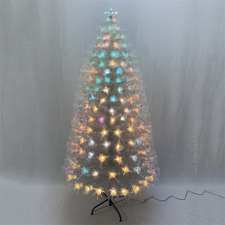 hologram iridescent colorful light fiber optic christmas tree white