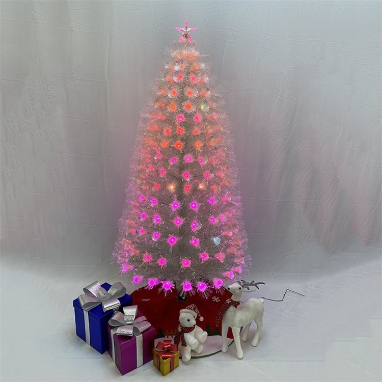 hologram iridescent colorful light fiber optic christmas tree white