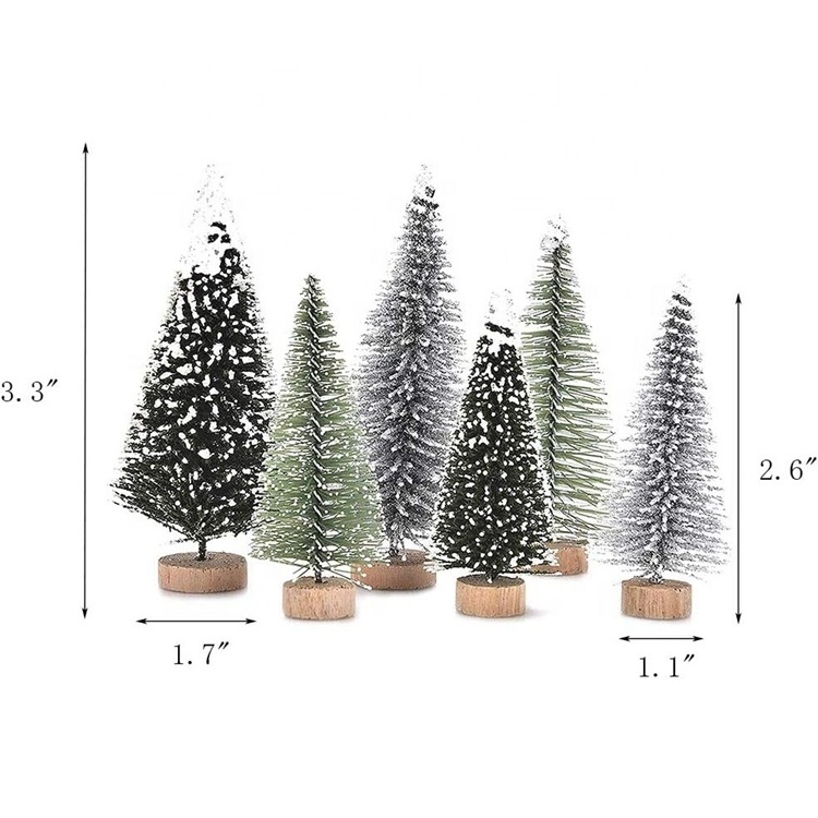 Miniature little portable Snow Frost Pine Sisal christmas tree for table