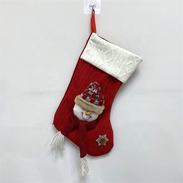 2023 wholesale custom personalized luxury cheap decorations gift bulk cartoon animal head red plush velvet christmas stockings