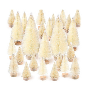 Party Home Decoration tabletop small faux Snow Sisal Bottle Brush mini artificial christmas desk tree