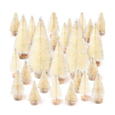 Party Home Decoration tabletop small faux Snow Sisal Bottle Brush mini artificial christmas desk tree