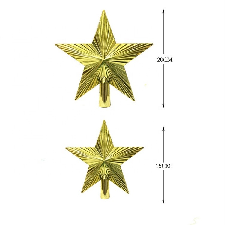 New Arrival gold plastic five-pointed topper star Xmas tree top decoration christmas tree ornament stars