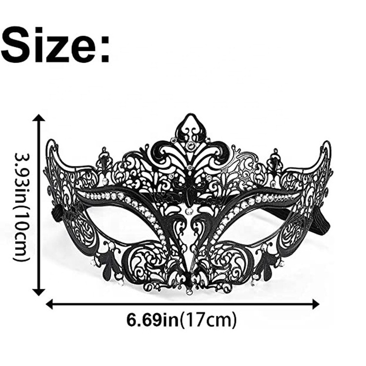 Halloween Masquerade Black Rhinestone eye mask luxury venetian party masks black metal laser-cut xm for women