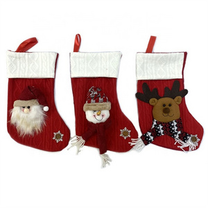 2023 wholesale custom personalized luxury cheap decorations gift bulk cartoon animal head red plush velvet christmas stockings