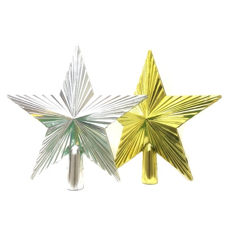 New Arrival gold plastic five-pointed topper star Xmas tree top decoration christmas tree ornament stars