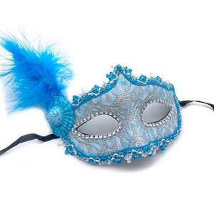 Colorful Venetian Masquerade Mask Mardi Gras Wedding Party Accessory party masquerade half mask with feather