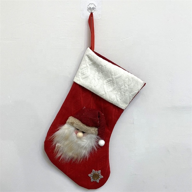 2023 wholesale custom personalized luxury cheap decorations gift bulk cartoon animal head red plush velvet christmas stockings