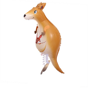 Funny Pet Balloon Toy Cartoon Inflatable Walking Kangaroo Helium Balloon Life Size Bounce Jungle Animals For Kids Birthday