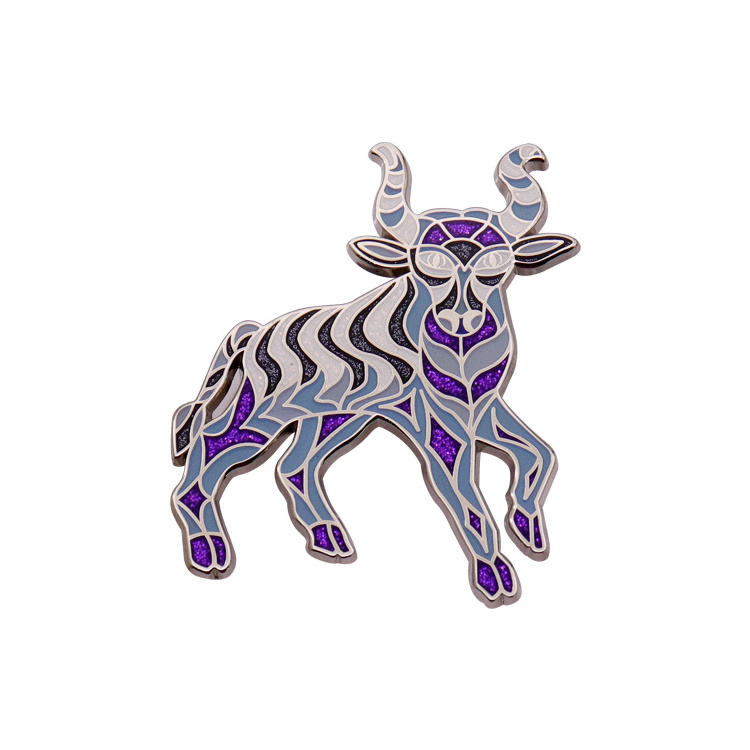 High Quality Design Custom Metal Enamel Pin Cute Cow Color Filling Bull Individuality Demon Souvenir Animal Badge Pin