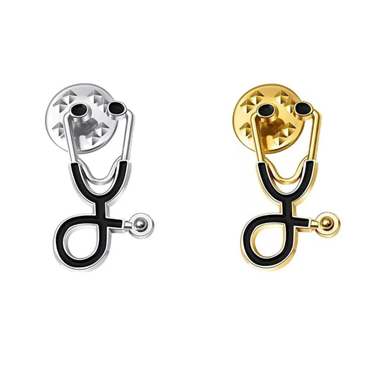 Custom Soft Hard Enamel Lapel Pins Brooch Medical Doctor Nurse Stethoscope Pin Mini Metal Gold Zinc Alloy Badge & Emblem Love