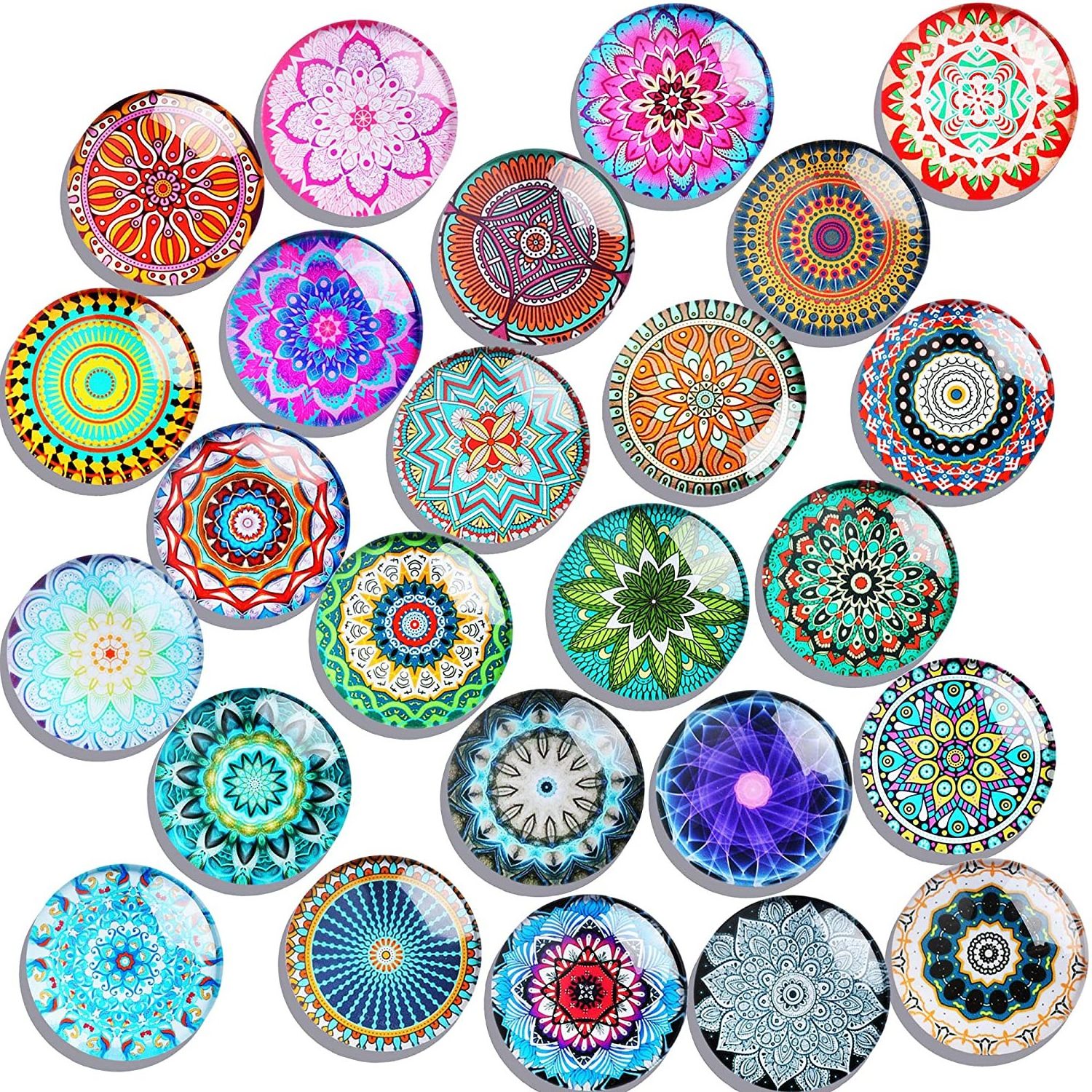 Refrigerator Magnets Decorated Glass Magnets With Mandala Patterned 3D Magnets For Home Office Refrigerator Cabinets