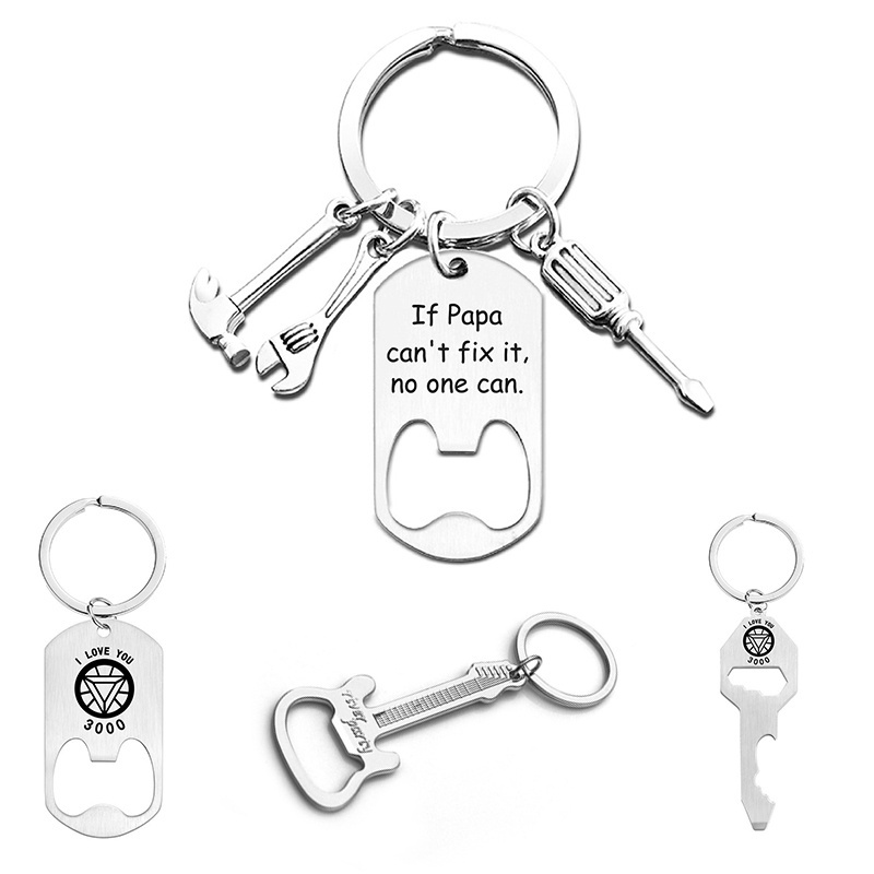 Custom Cheap Modern Novel Design Guitar Shaped Bottle Opener Keyring Metal Blank Keychain Bottle Opener No minimum Key Chains