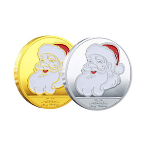 Custom Santa Claus Festival Coin Merry Christmas Pattern Holiday Coin in Gold Plated Colorized Christmas Coin Set