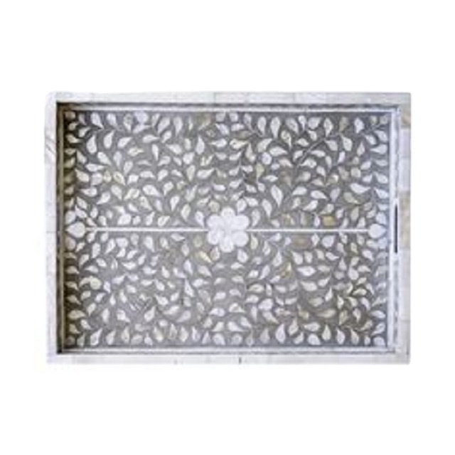 Mother of Pearl floral design rectangular serving tray