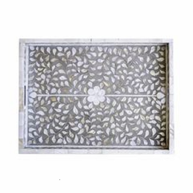 Mother of Pearl floral design rectangular serving tray