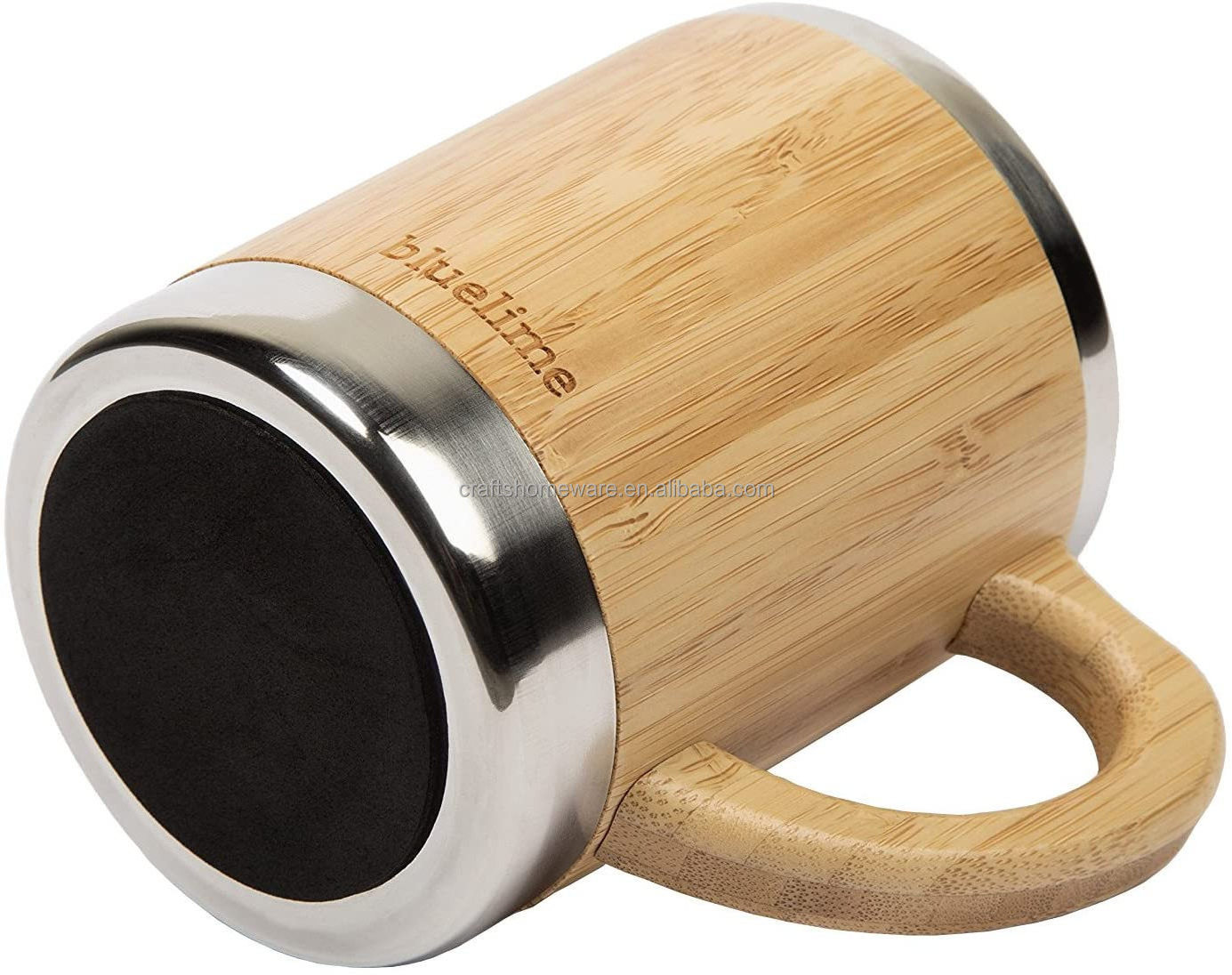 wholesale   stainless steel vacuum insulated bamboo coffee mug travel mug stainless steel water bottle vacuum insulated