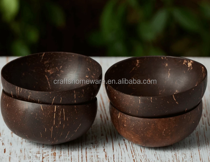 wholesale  Custom Logo Eco-friendly Natural Coconut Shell Bowl   Wood Fruit Mixing Salad Coconut Bowl