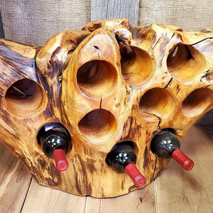 Wooden Wine Holder Compact Cellar Cube Wine Storage Rack Buckets 4-Bottle Whitewashed Rustic Wood Counter top Wine Storage Rack