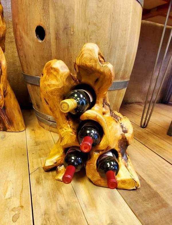 Wooden Wine Holder Compact Cellar Cube Wine Storage Rack Buckets 4-Bottle Whitewashed Rustic Wood Counter top Wine Storage Rack