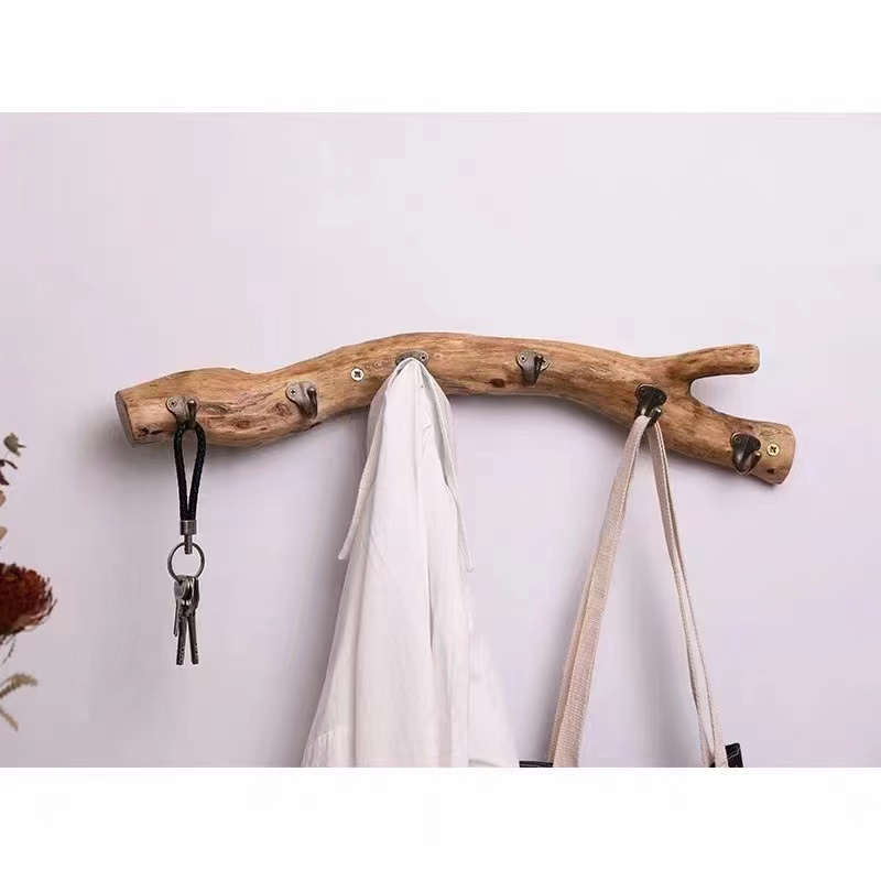 Wall Mount Hooks Coat Rack High Quality Wall-Mounted Rail Beveled Camphor Wood Dowels with Natural