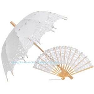 White Lace Craft Bride Umbrella Small Kids Mini Decoration Umbrella Props White Ivory Lace Parasol Bride Wedding Umbrellas