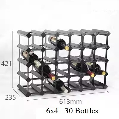 30 Bottles pine  wood and metal timber modular wine racks solid wood square wine holder with metal frame