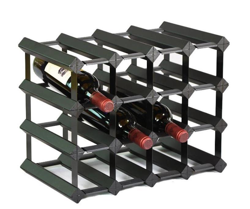 30 Bottles pine  wood and metal timber modular wine racks solid wood square wine holder with metal frame