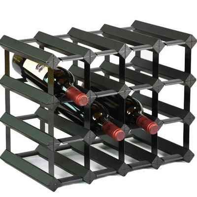 30 Bottles pine  wood and metal timber modular wine racks solid wood square wine holder with metal frame