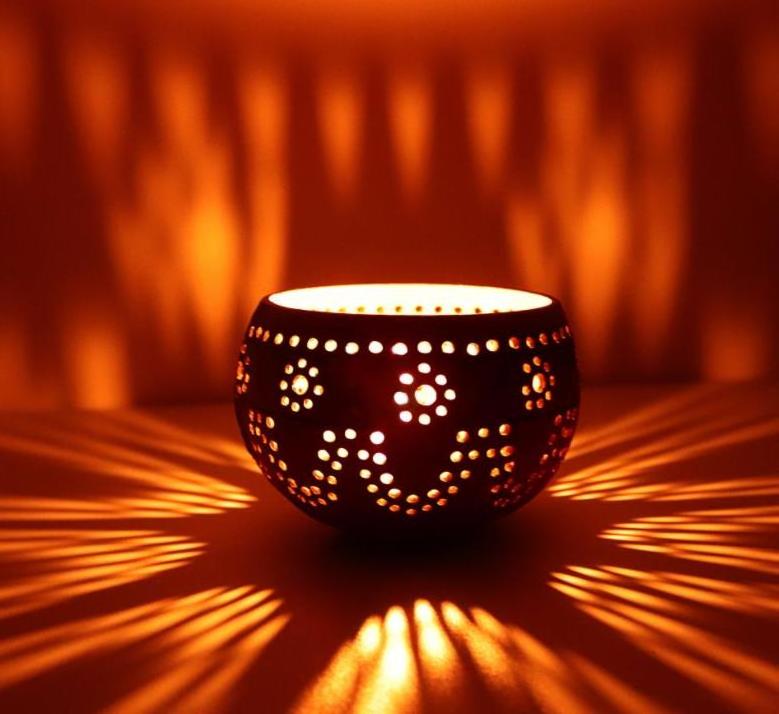 Wholesale  Coconut Shell Candle Holder  Coconut Shell Votive Tealight Candle Holders for Table Centerpiece Gift Set