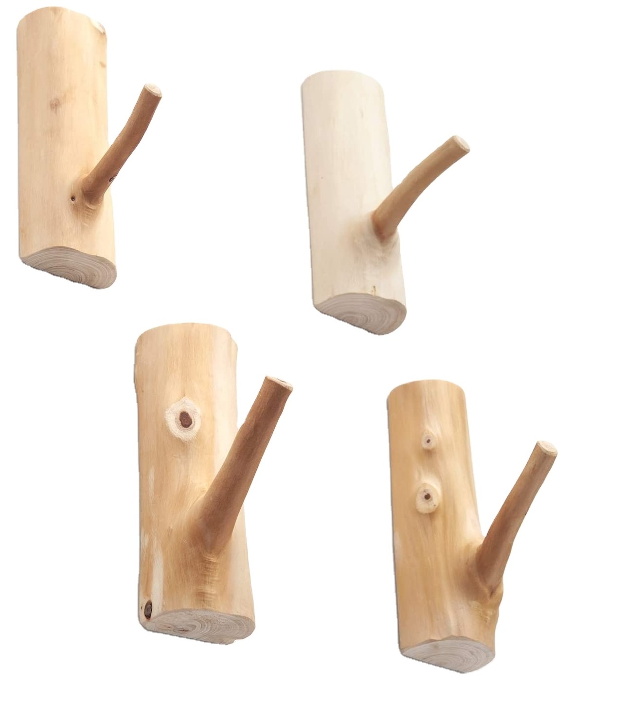 wholesale for   rural farmhouse decorative wooden 3 m adhesive, strong suction solid wood Wall Mount Coat Rack