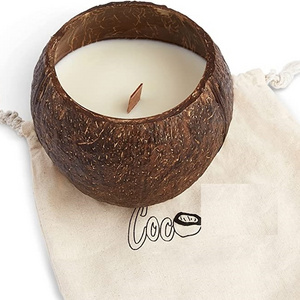 wholesale  Scented Soy Essential Oil Infused Candle Made with Reclaimed Coconut Shells Coconut Shell Candle