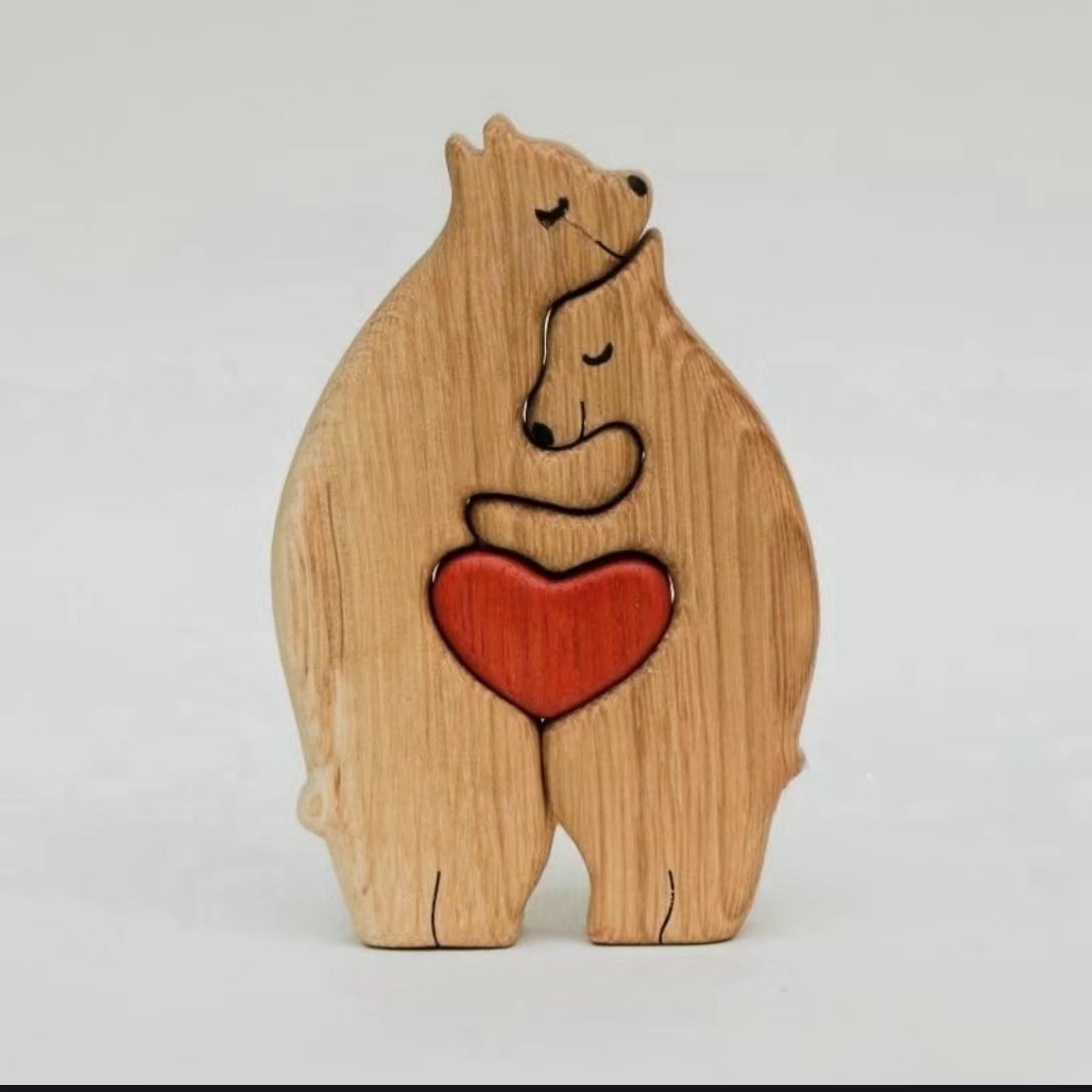 Family Home Decor Family Keepsake Gift Personalized Bear Family Wooden Puzzle