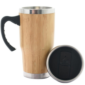 wholesale   stainless steel vacuum insulated bamboo coffee mug travel mug stainless steel water bottle vacuum insulated