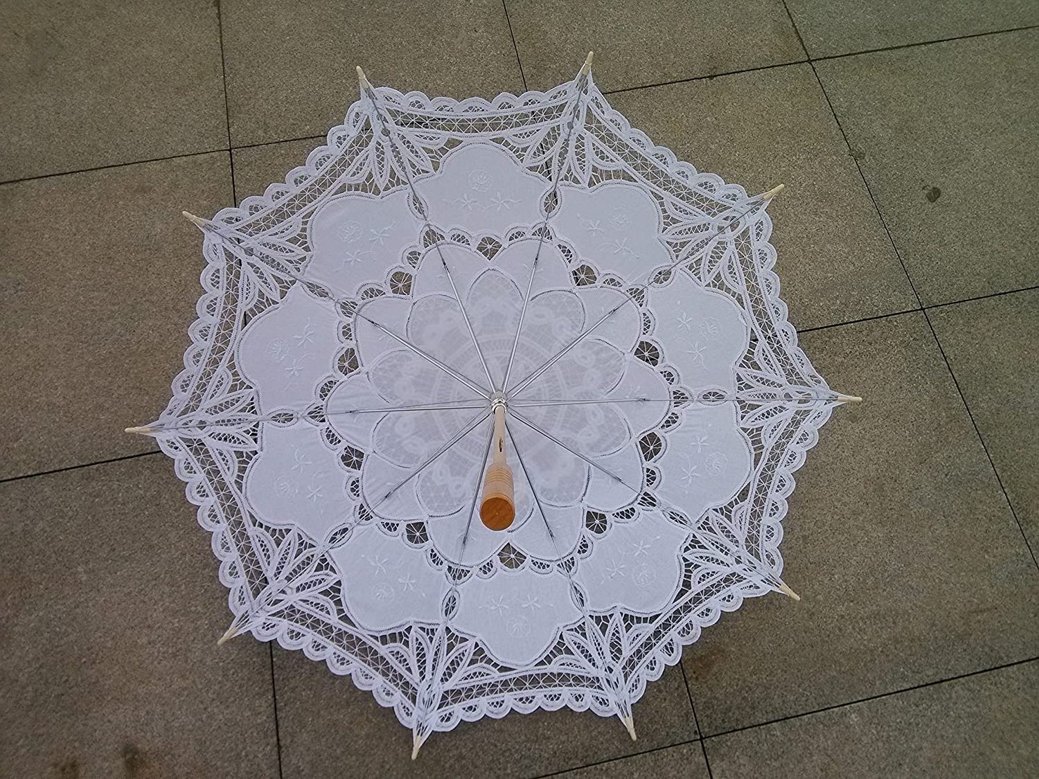 White Cotton Lace Parasol Sun Umbrella Bride Wedding Party Bridal umbrella wedding fabric parasol umbrella