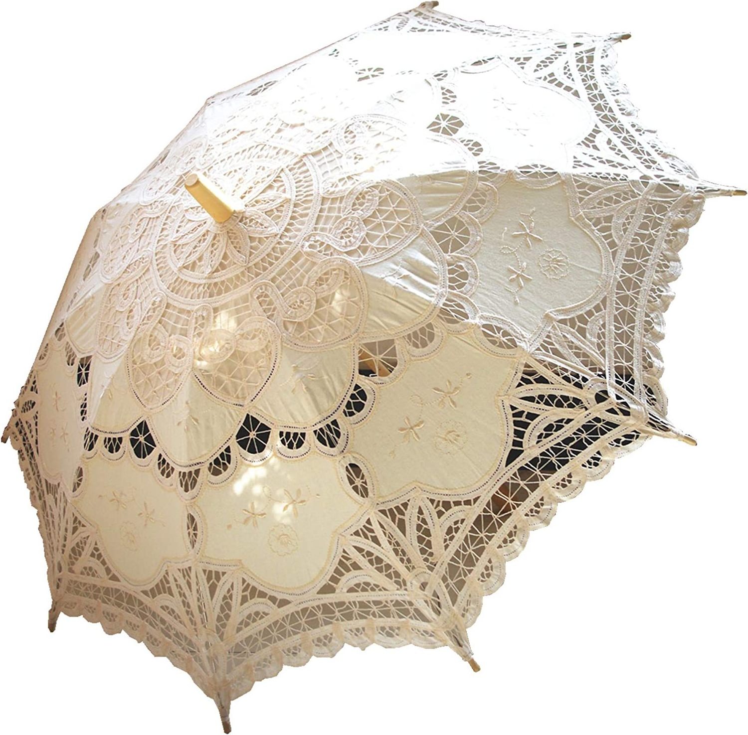 White Cotton Lace Parasol Sun Umbrella Bride Wedding Party Bridal umbrella wedding fabric parasol umbrella