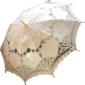 White Cotton Lace Parasol Sun Umbrella Bride Wedding Party Bridal umbrella wedding fabric parasol umbrella