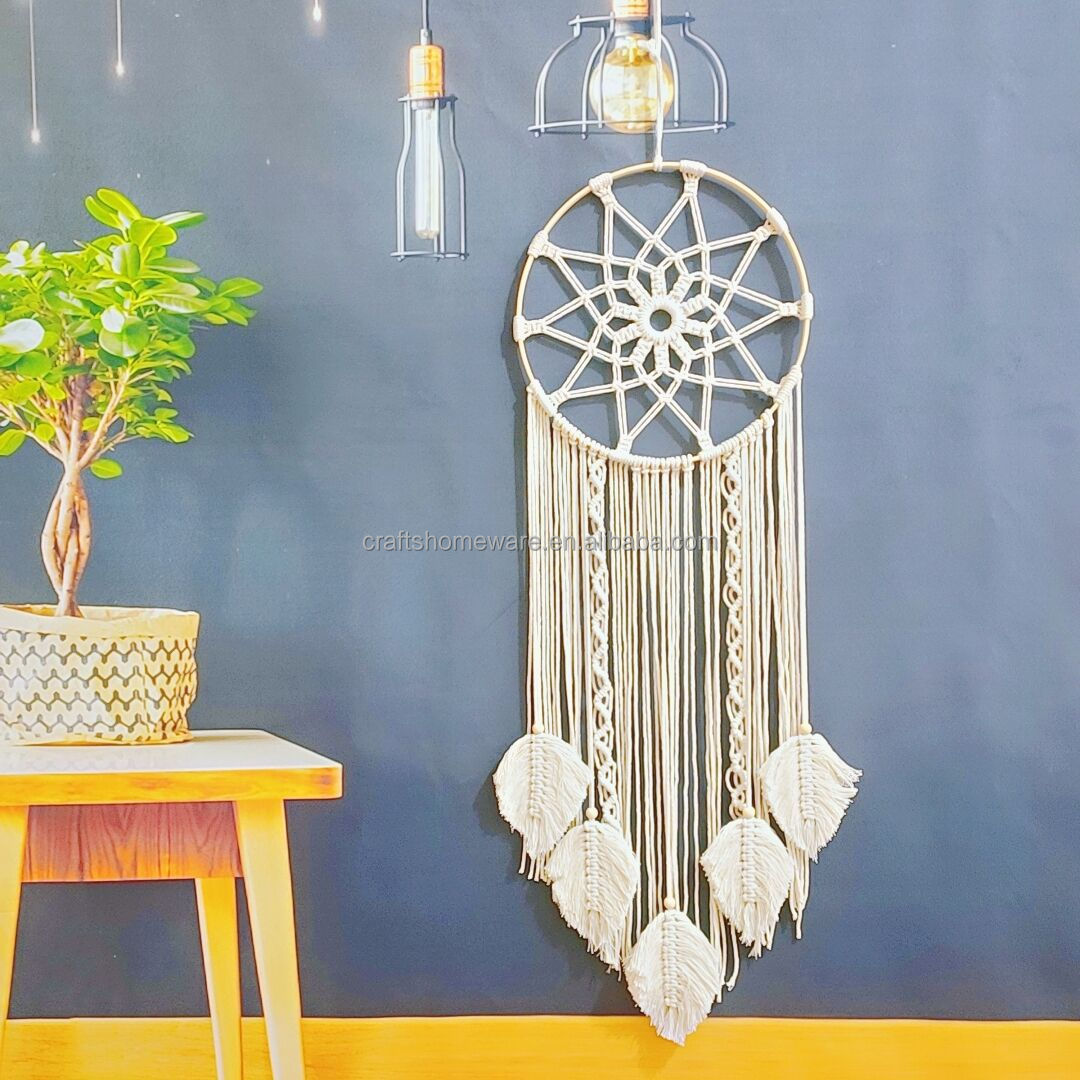 Large Macrame Dream Catcher Tapestry Boho Brown Handmade Wall Hanging Dreamcatcher For Bedroom Home Decoration Nursery Wall Art