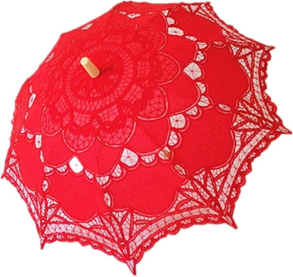 White Cotton Lace Parasol Sun Umbrella Bride Wedding Party Bridal umbrella wedding fabric parasol umbrella