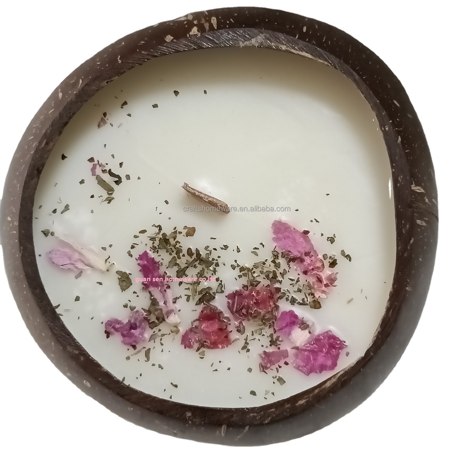 New Arrival 100% Soy Wax Coconut Shell Candle for Home Decor Private Label Organic Soy Wax Scented Rose Fragrance Candle Bowl